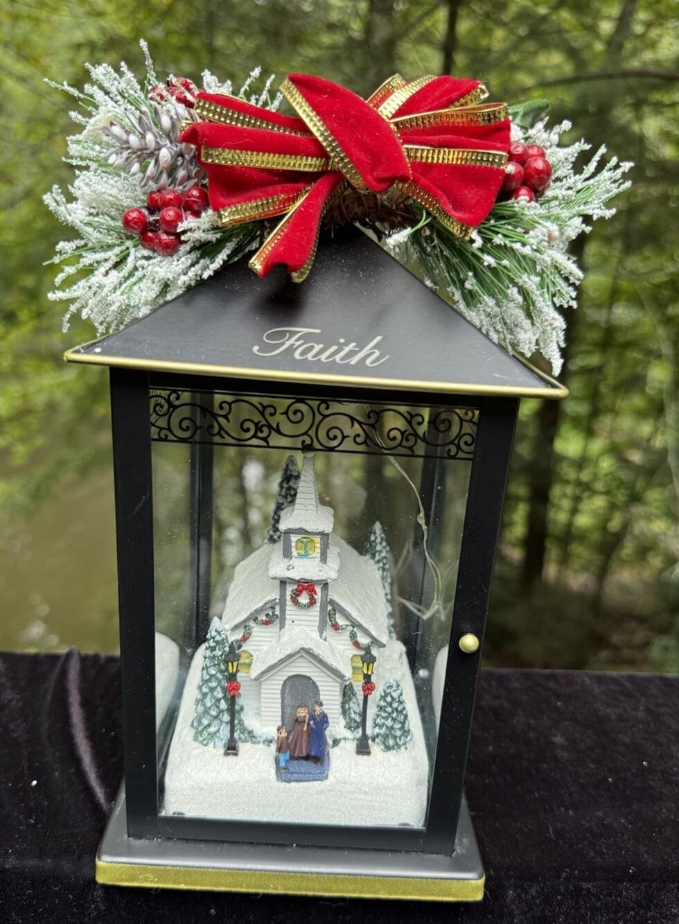 Thomas Kinkade Christmas Lantern Sparkle Of The Season FAITH Rare! MWT -12